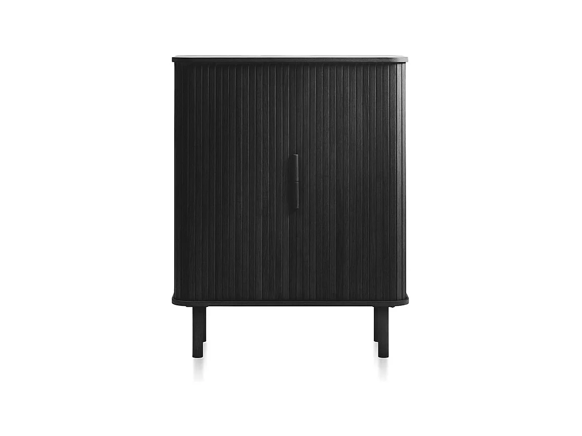 Buffet haut 2 portes bois noir 90x113x40 cm
