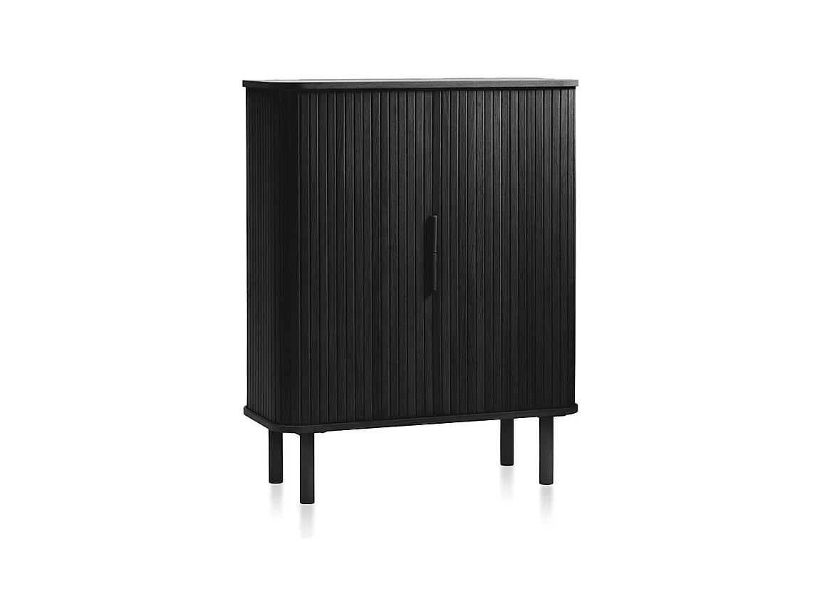 Buffet haut 2 portes bois noir 90x113x40 cm