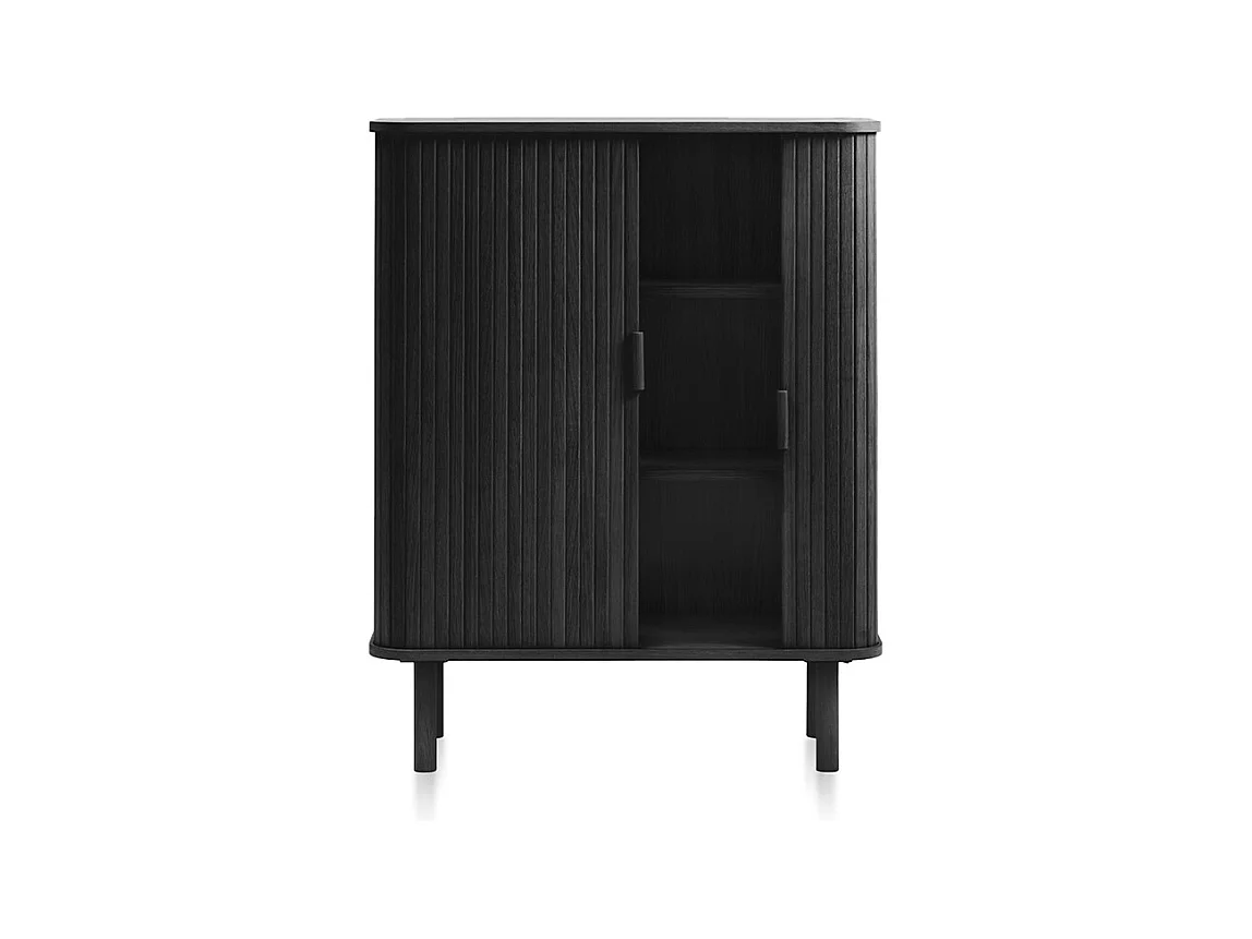Buffet haut 2 portes bois noir 90x113x40 cm