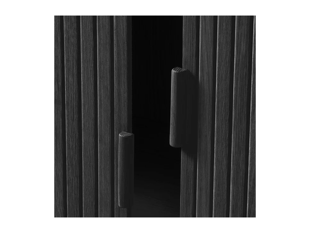 Buffet haut 2 portes bois noir 90x113x40 cm