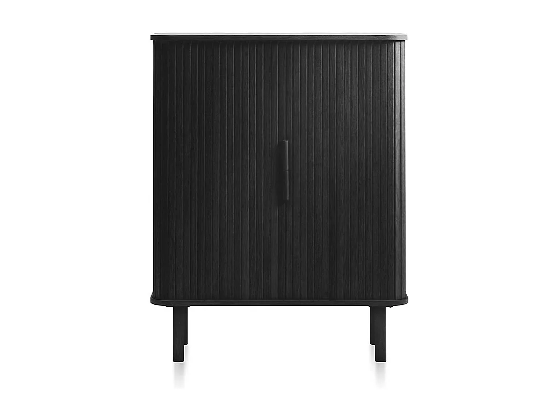 Buffet haut 2 portes bois noir 90x113x40 cm