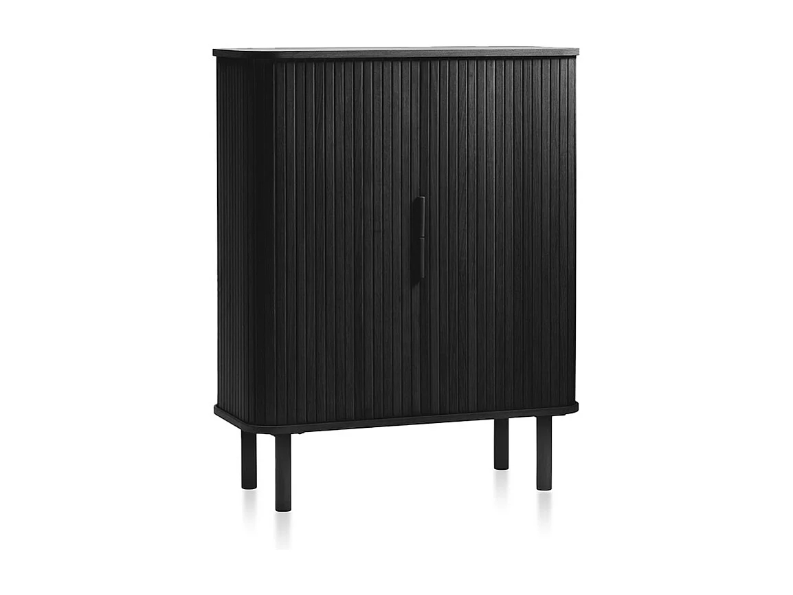 Buffet haut 2 portes bois noir 90x113x40 cm