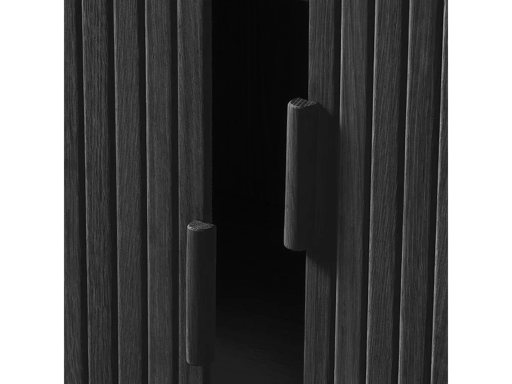 Buffet haut 2 portes bois noir 90x113x40 cm