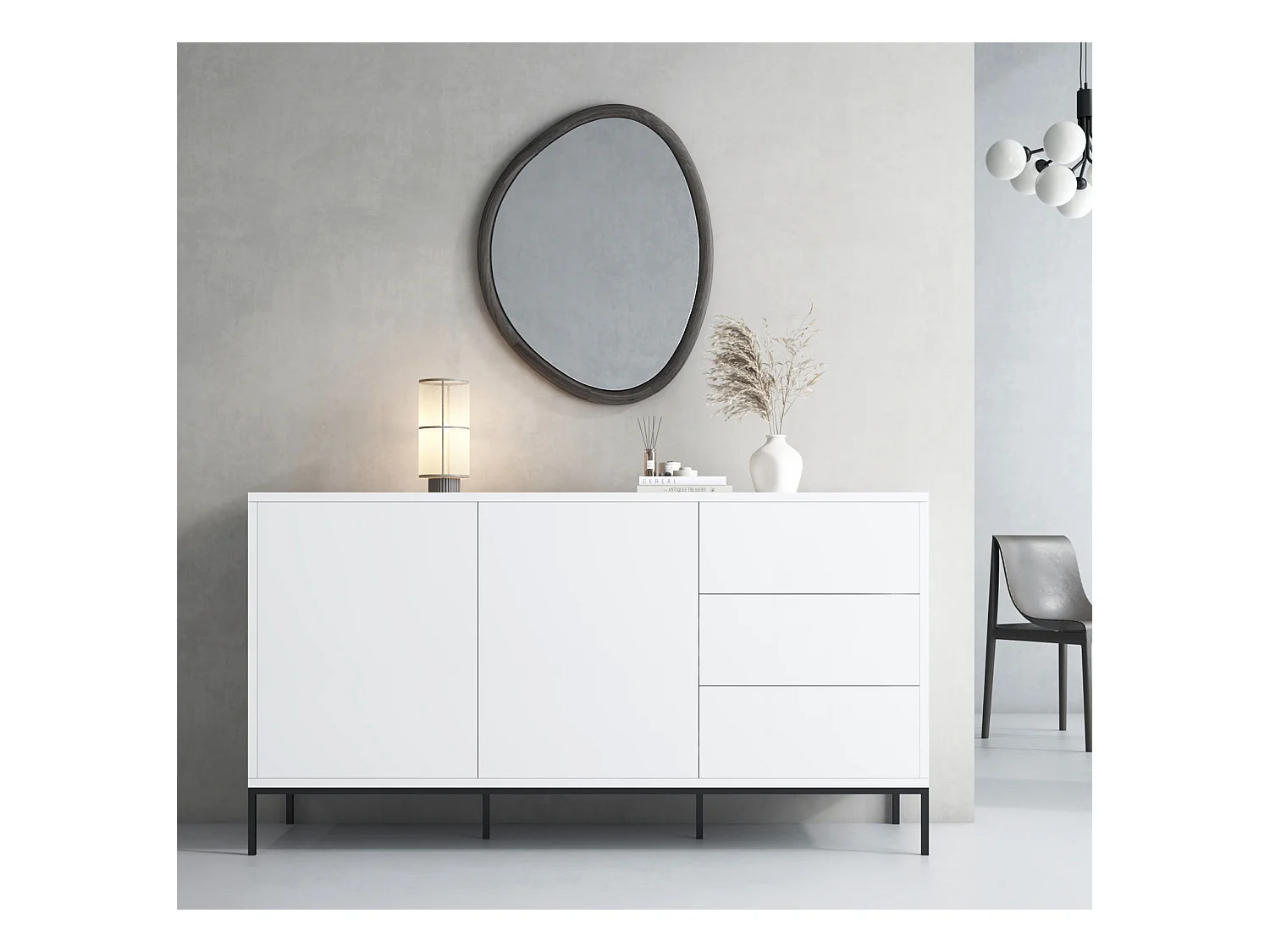 Bahut Buffet pour Salon Salle à manger en Blanc 150x41x80cm Serena