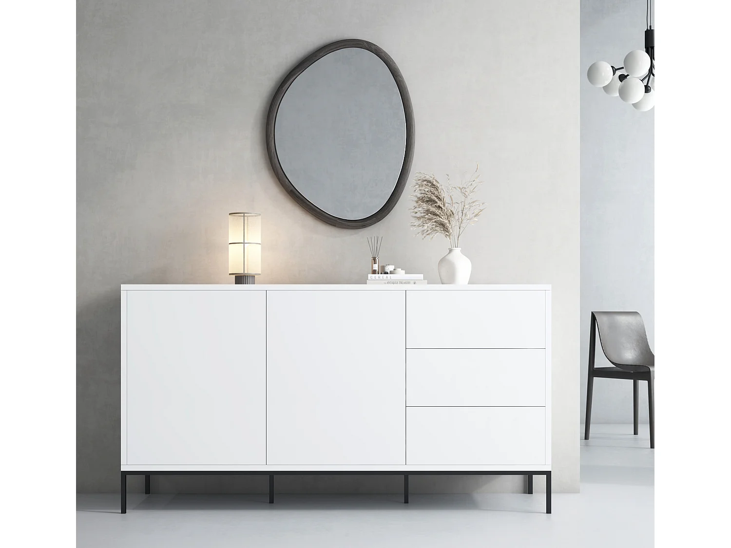 Bahut Buffet pour Salon Salle à manger en Blanc 150x41x80cm Serena
