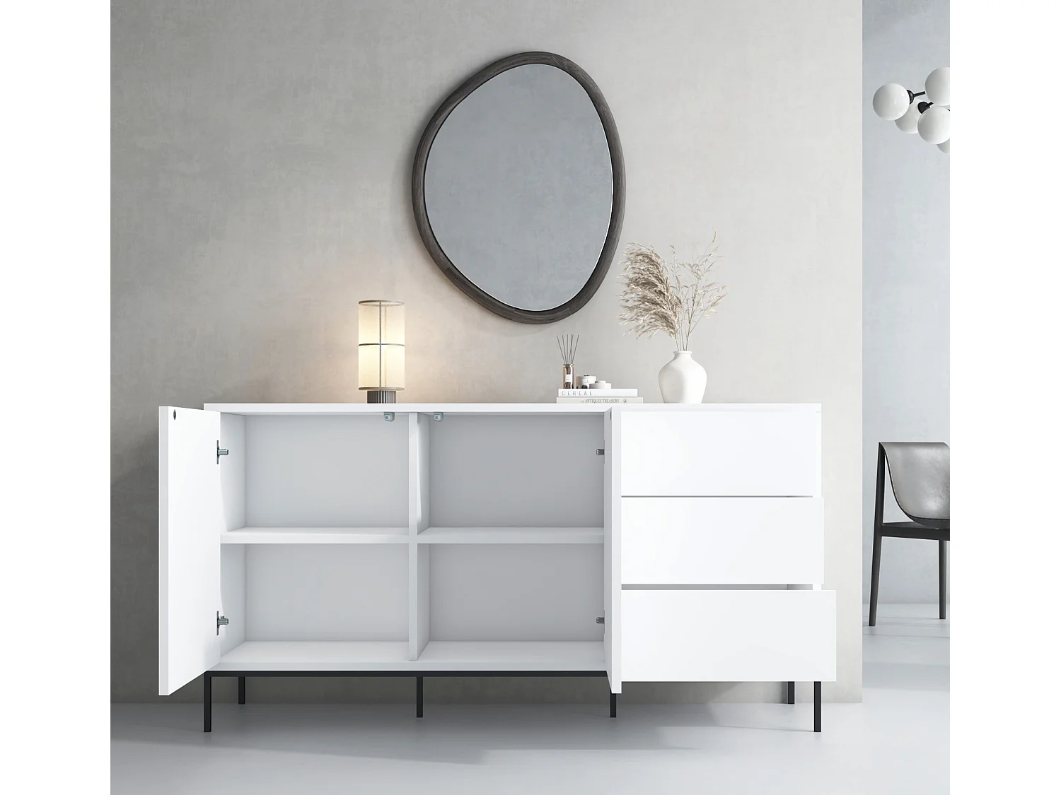 Bahut Buffet pour Salon Salle à manger en Blanc 150x41x80cm Serena