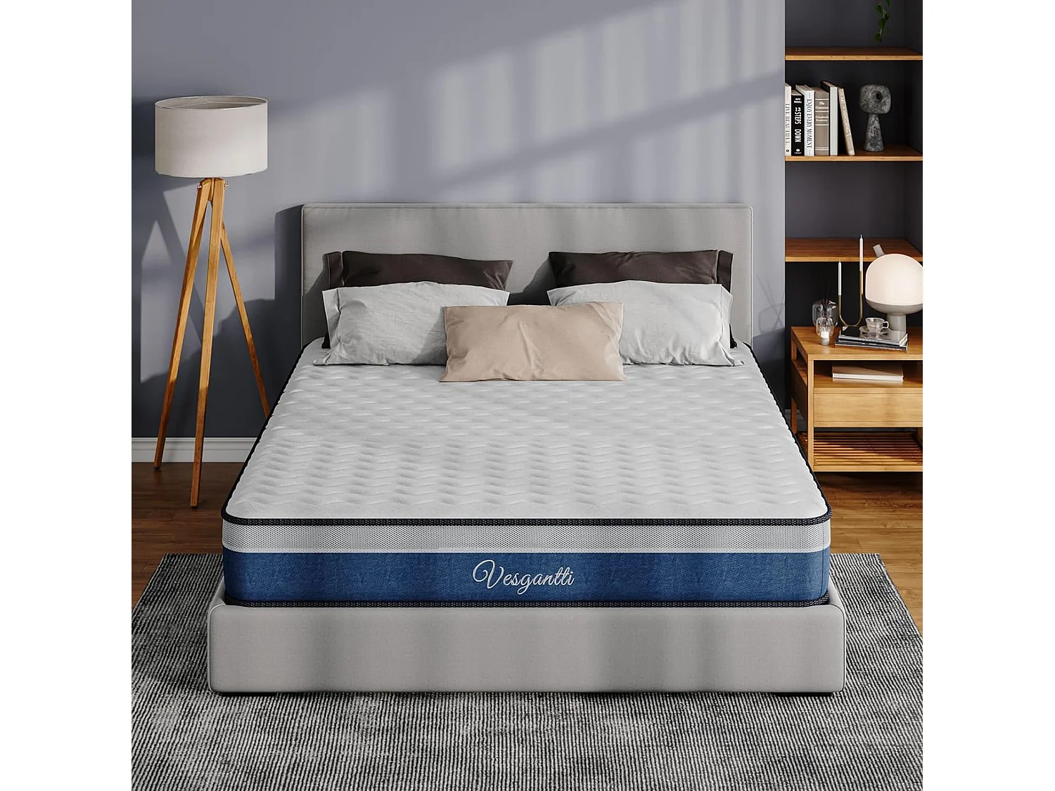 Tight Top Matelas 90x200cm, Épaisseur 26cm, Vague, Ressorts Ensachés 7 Zones, Mousse Mémoire Multi-Densité, Ergonomique et Hypoallergénique