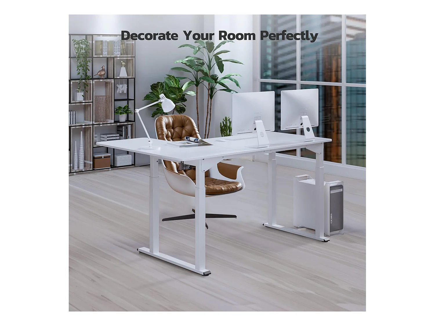 Dripex Bureau électrique réglable en hauteur en forme de L, 180 x 110 cm, avec moteur double, panneau d'épissage, blanc