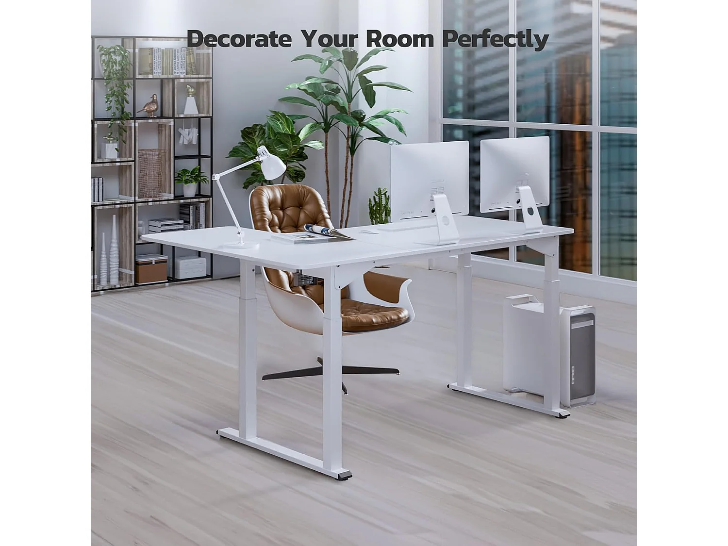 Dripex L-vormige Elektrisch in Hoogte Verstelbaar Bureau, 180 x 110 cm, met Dual Motor, Voegplaat, Wit