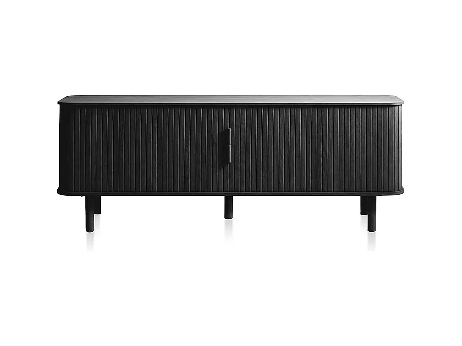 Meuble bas 2 portes 160 cm bois noir 160x56x40 cm