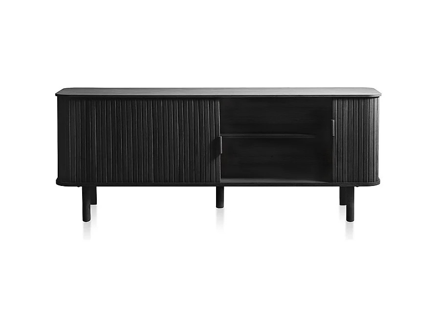 Meuble bas 2 portes 160 cm bois noir 160x56x40 cm