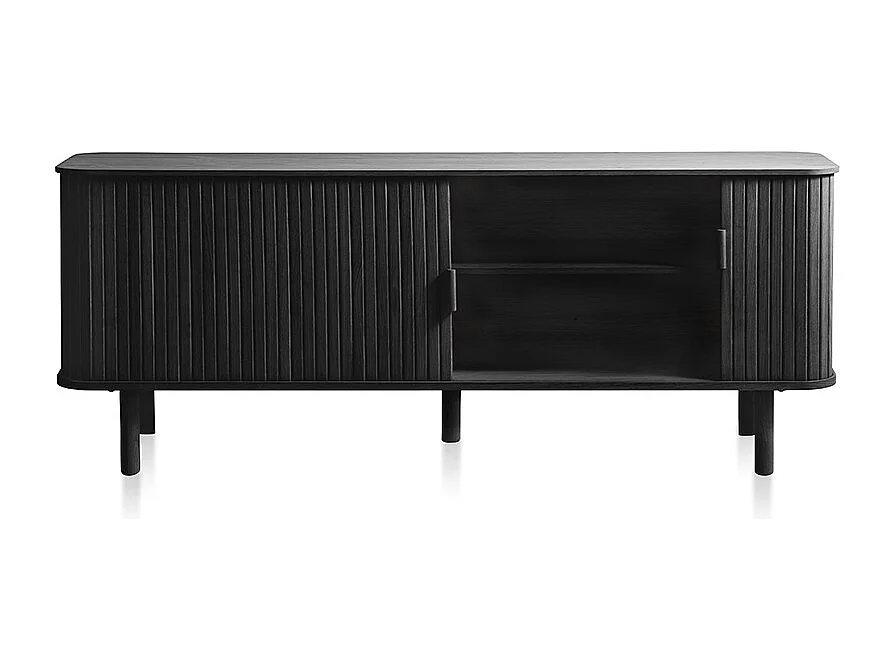 Meuble bas 2 portes 160 cm bois noir 160x56x40 cm