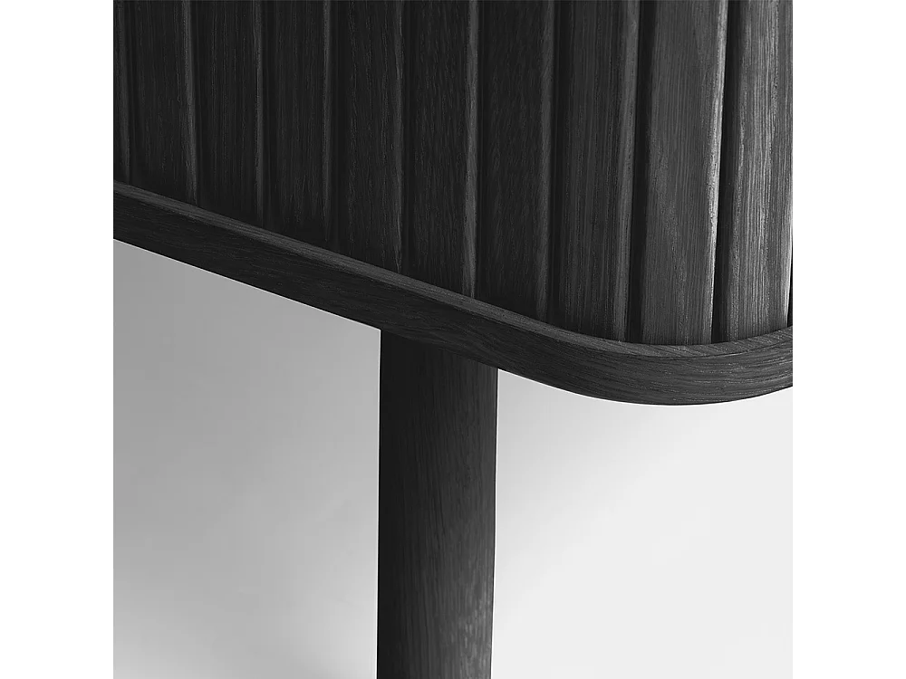 Meuble bas 2 portes 160 cm bois noir 160x56x40 cm