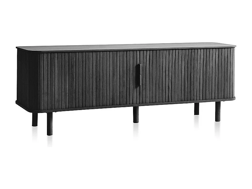 Meuble bas 2 portes 160 cm bois noir 160x56x40 cm