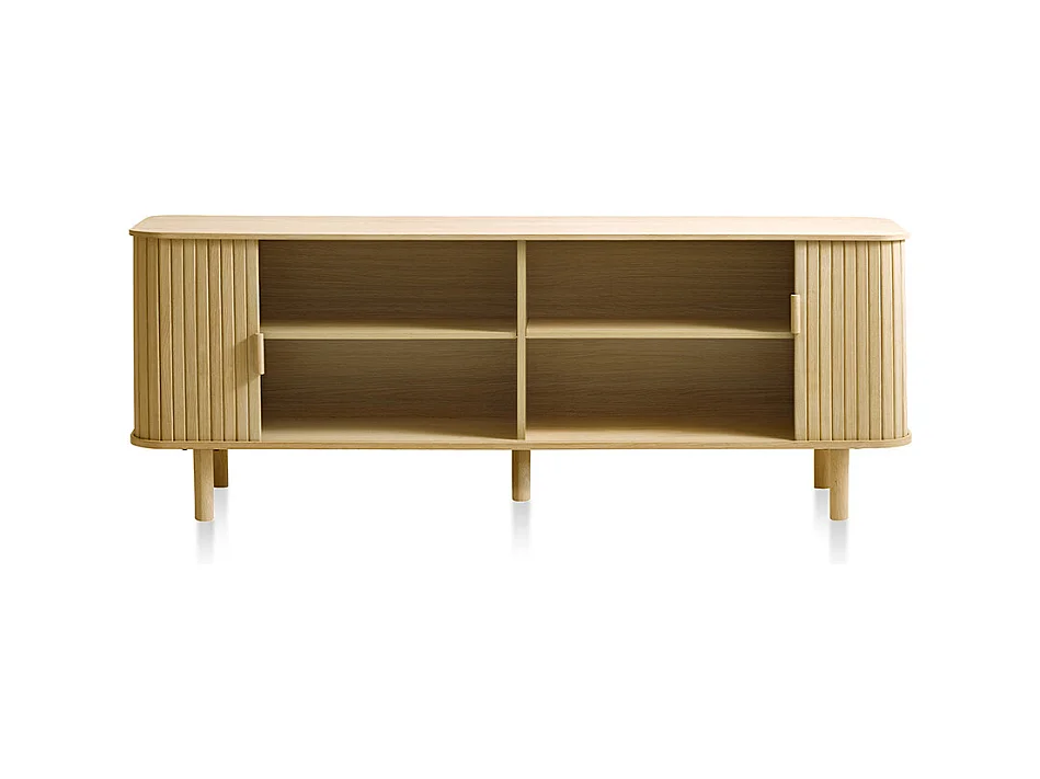 Meuble bas 2 portes 160 cm bois naturel 160x56x40 cm