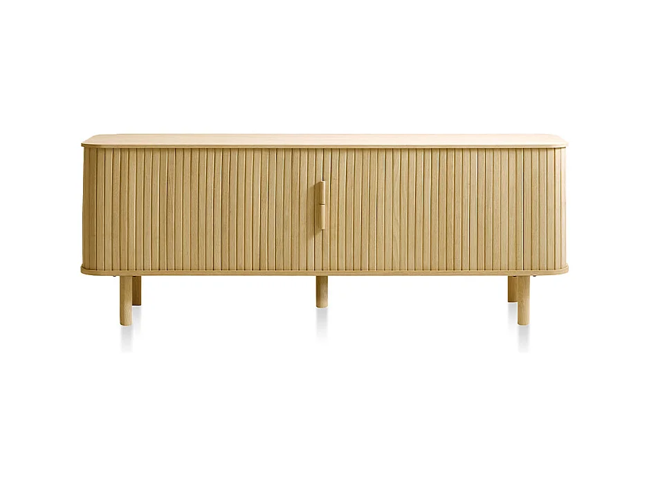Meuble bas 2 portes 160 cm bois naturel 160x56x40 cm