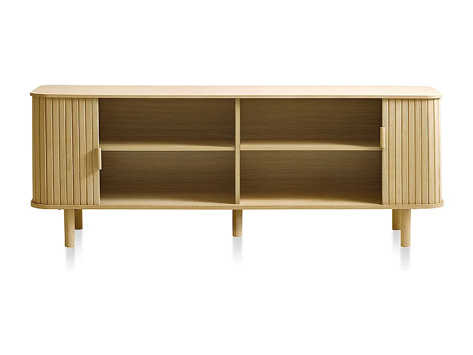 Meuble bas 2 portes 160 cm bois naturel 160x56x40 cm