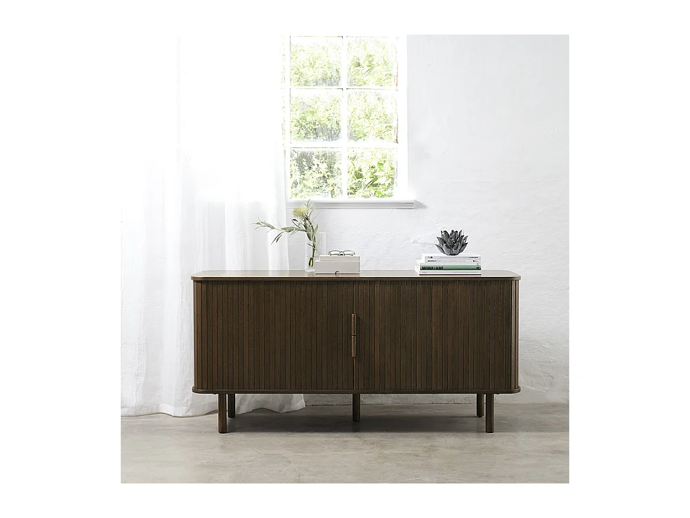 Buffet 2 portes 160 cm bois foncé 160x76x45 cm