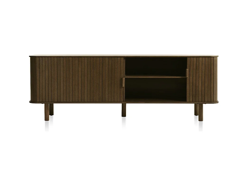 Meuble bas 2 portes 160 cm bois foncé 160x56x40 cm