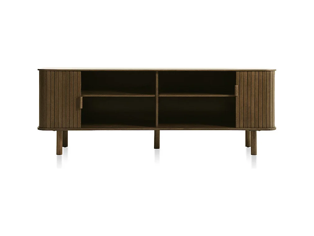 Meuble bas 2 portes 160 cm bois foncé 160x56x40 cm