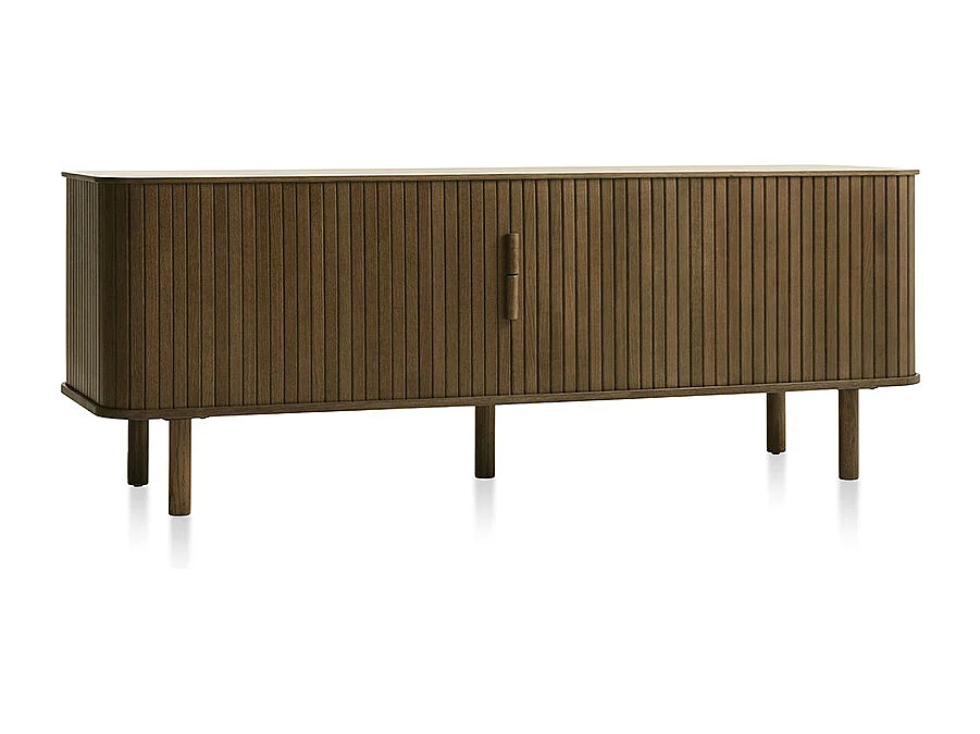 Meuble bas 2 portes 160 cm bois foncé 160x56x40 cm