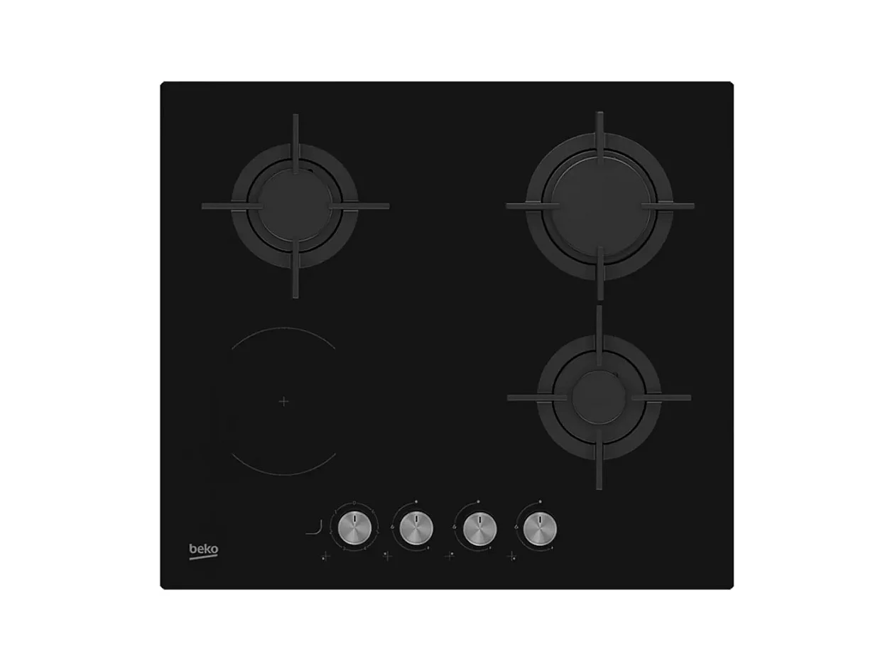 Beko Table de cuisson mixte 60cm 4 feux 1200w noir - HILM64222SV