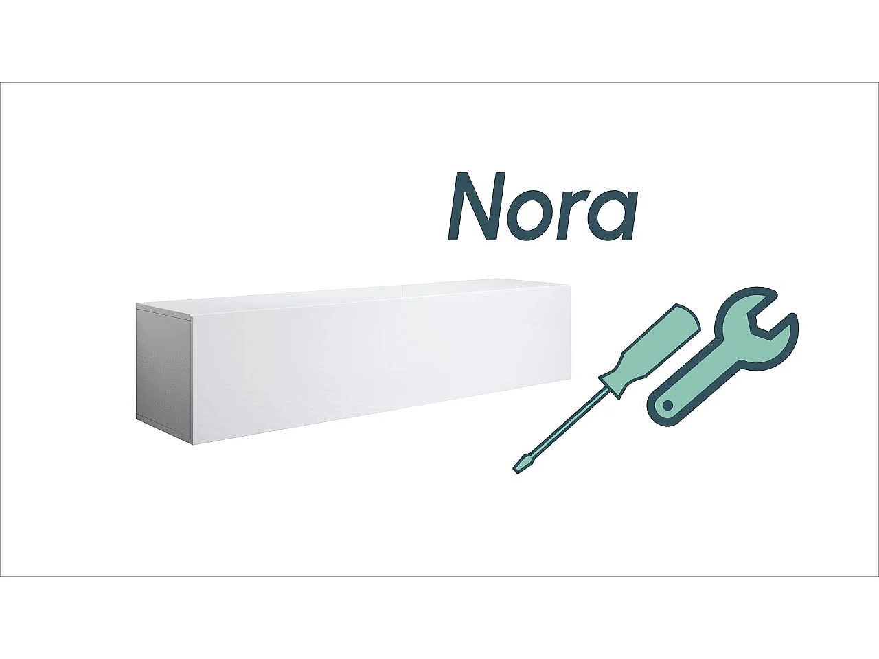 Meuble TV pour Salon Salle à manger en Blanc avec LED 160x40x32cm Nora H2