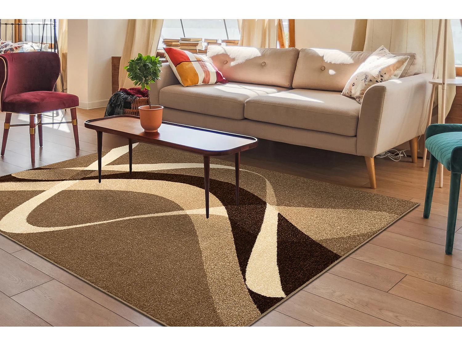 Tapis KARMEL BROWN noix  240x340 cm