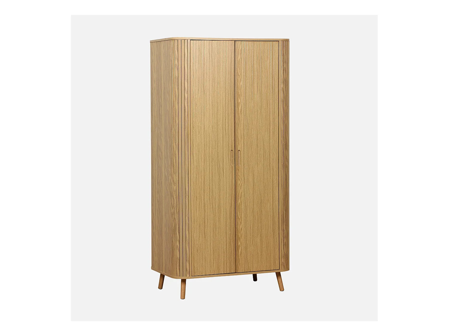Armario efecto madera ranurada con estante y armario ropero natural
