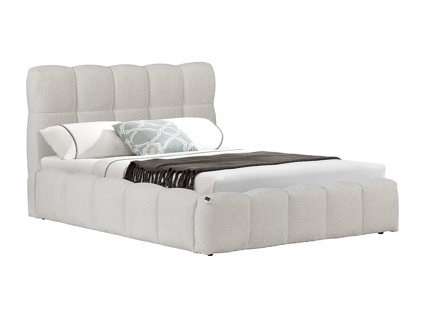 Lit double en tissu avec coffre "Davos" - 140 x 190 cm - Beige