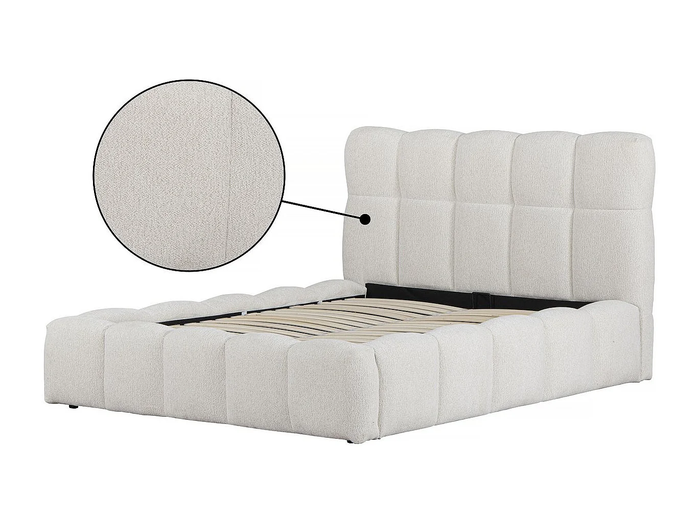 Lit double en tissu avec coffre "Davos" - 140 x 190 cm - Beige