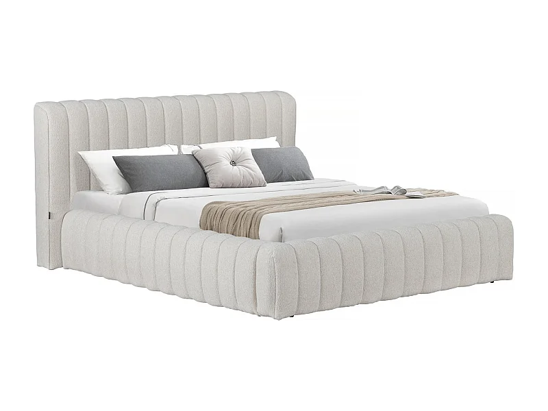 Stoff-Doppelbett "Tignes" mit Stauraum - 160 x 200 cm - Beige