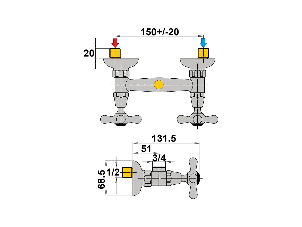 Mélangeur douche avec sortie haute PAINI Chromé