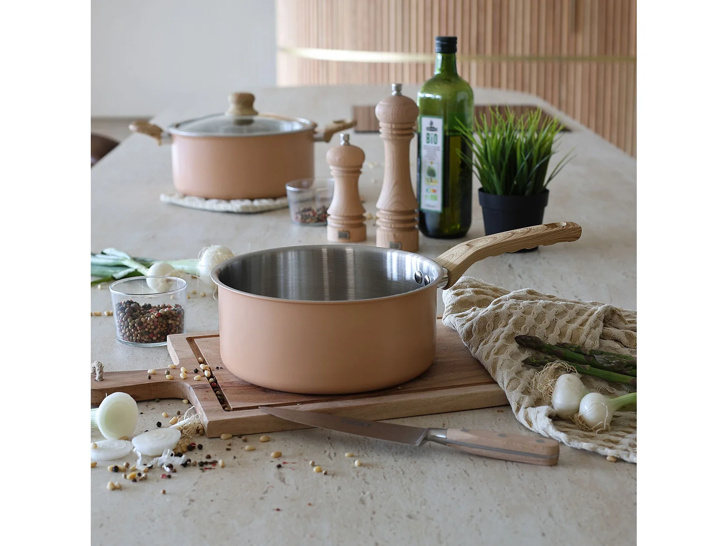 Menastyl - Lot 3 Casseroles Easynox 16/18/20cm En Acier Inox Et Aluminium Corail