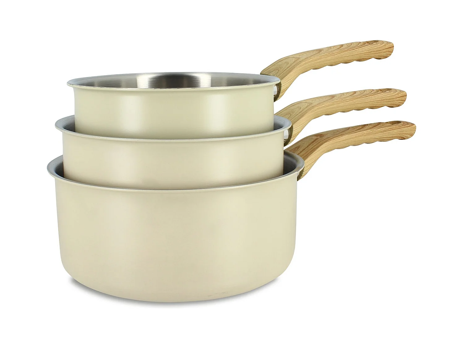 Menastyl - Lot 3 Casseroles Easynox 16/18/20cm En Acier Inox Et Aluminium Ecume