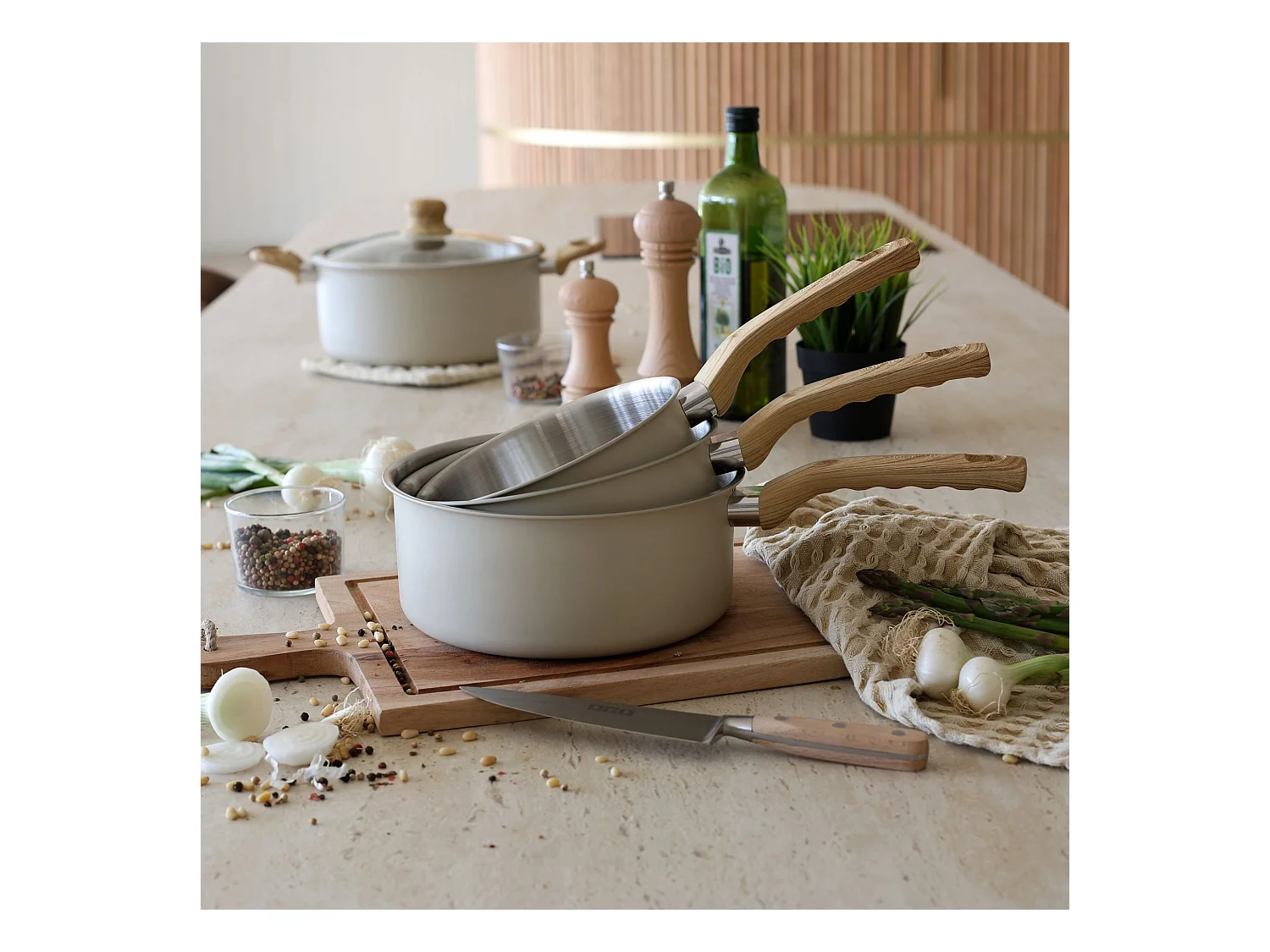 Menastyl - Lot 3 Casseroles Easynox 16/18/20cm En Acier Inox Et Aluminium Ecume