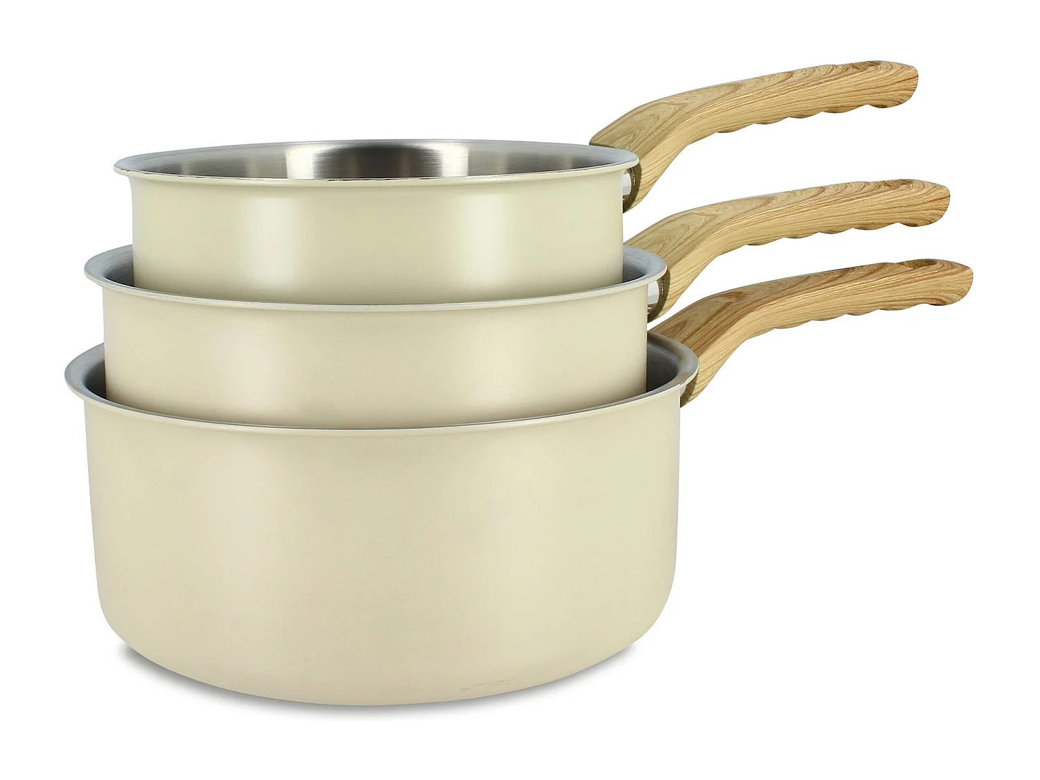 Menastyl - Lot 3 Casseroles Easynox 16/18/20cm En Acier Inox Et Aluminium Ecume