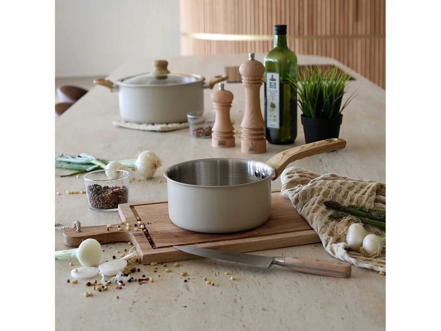 Menastyl - Lot 3 Casseroles Easynox 16/18/20cm En Acier Inox Et Aluminium Ecume