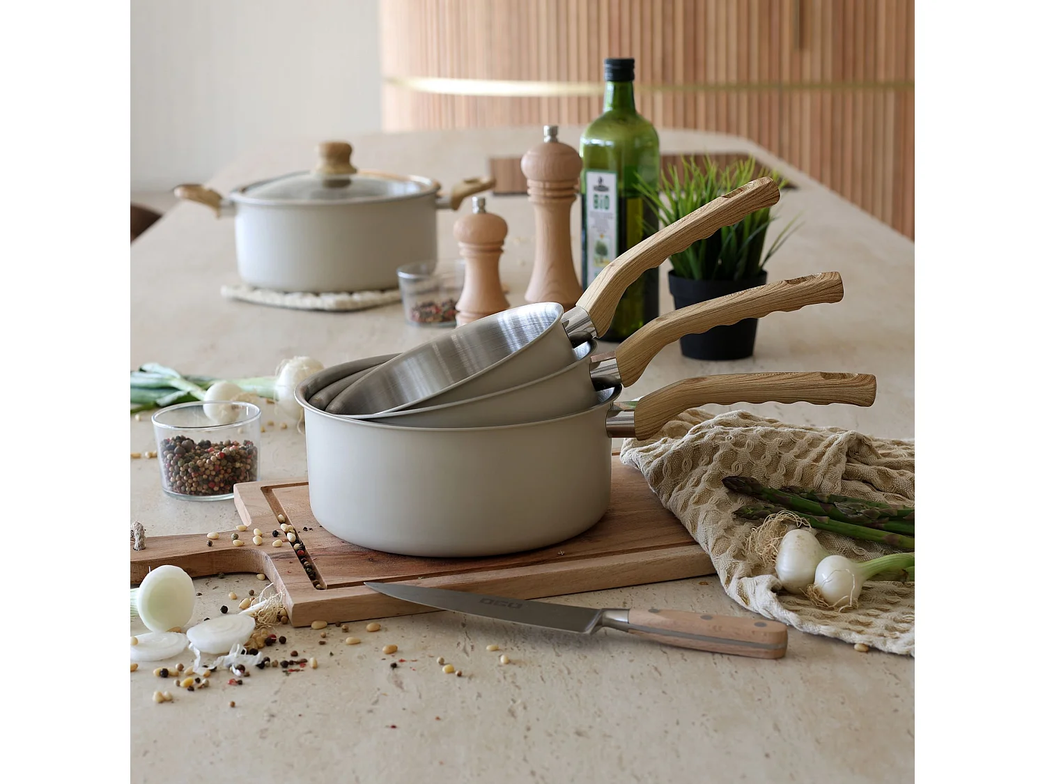 Menastyl - Lot 3 Casseroles Easynox 16/18/20cm En Acier Inox Et Aluminium Ecume