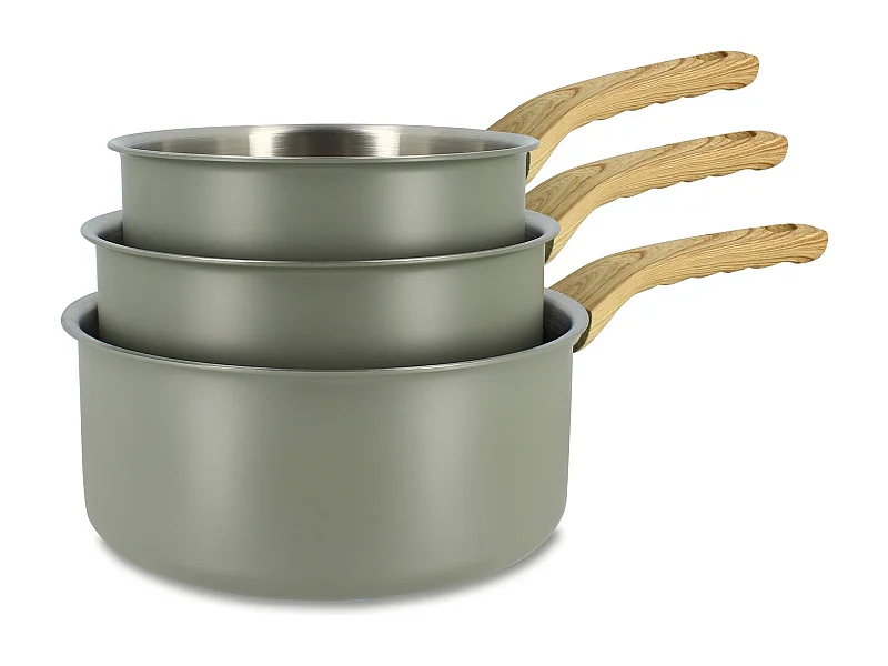 Menastyl - Lot 3 Casseroles Easynox 16/18/20cm En Acier Inox Et Aluminium Brume