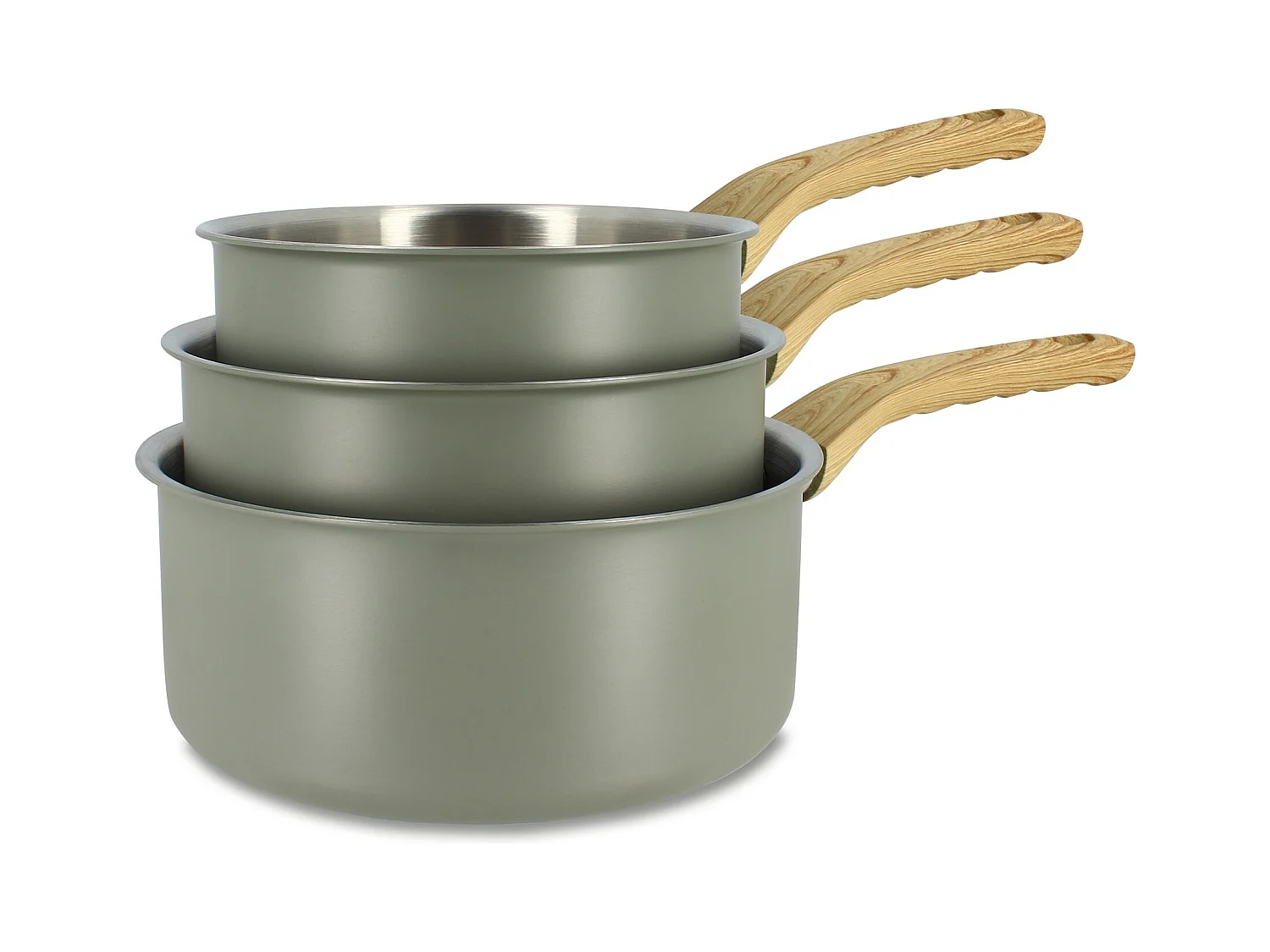 Menastyl - Lot 3 Casseroles Easynox 16/18/20cm En Acier Inox Et Aluminium Brume