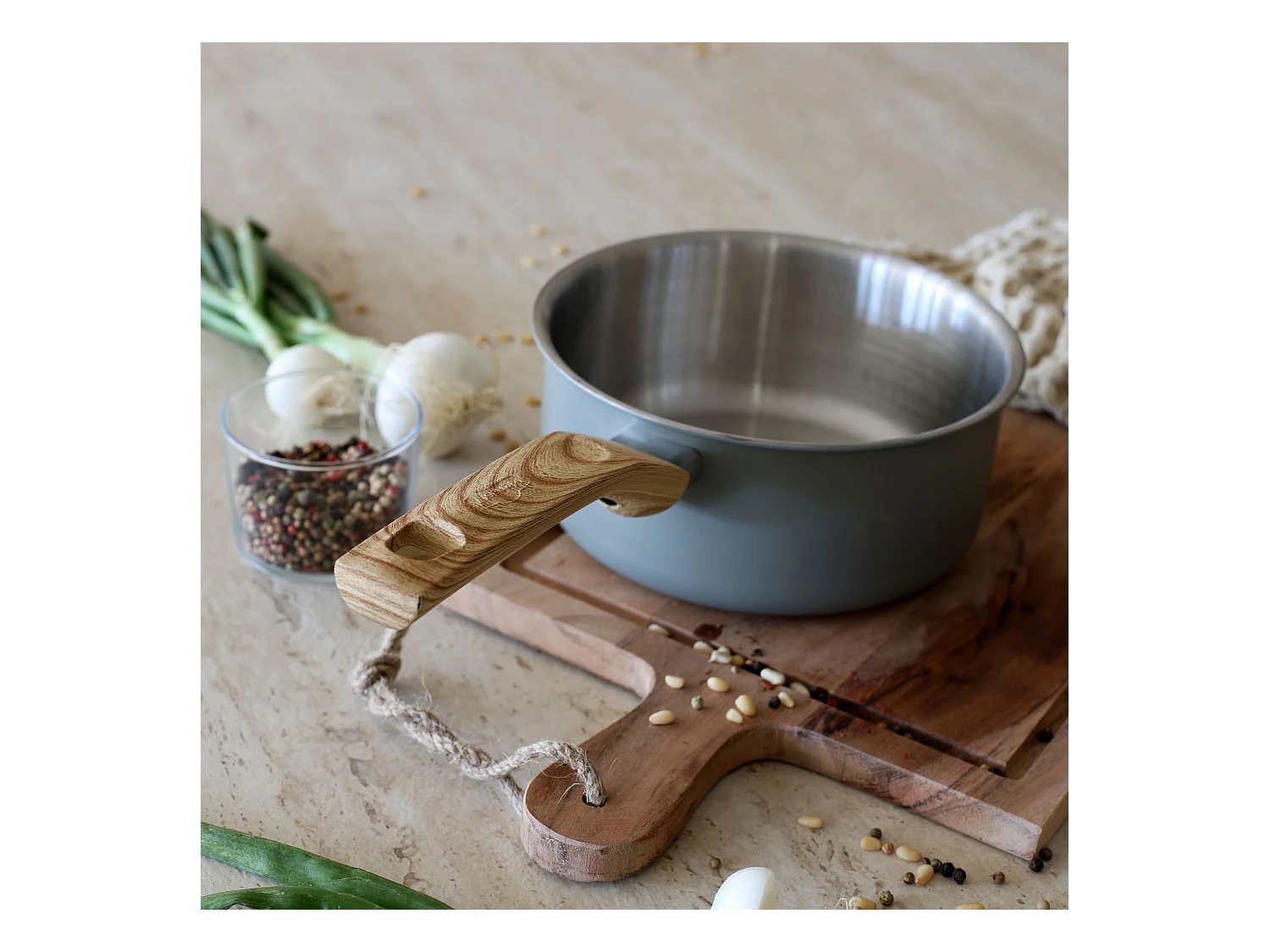 Menastyl - Lot 3 Casseroles Easynox 16/18/20cm En Acier Inox Et Aluminium Brume