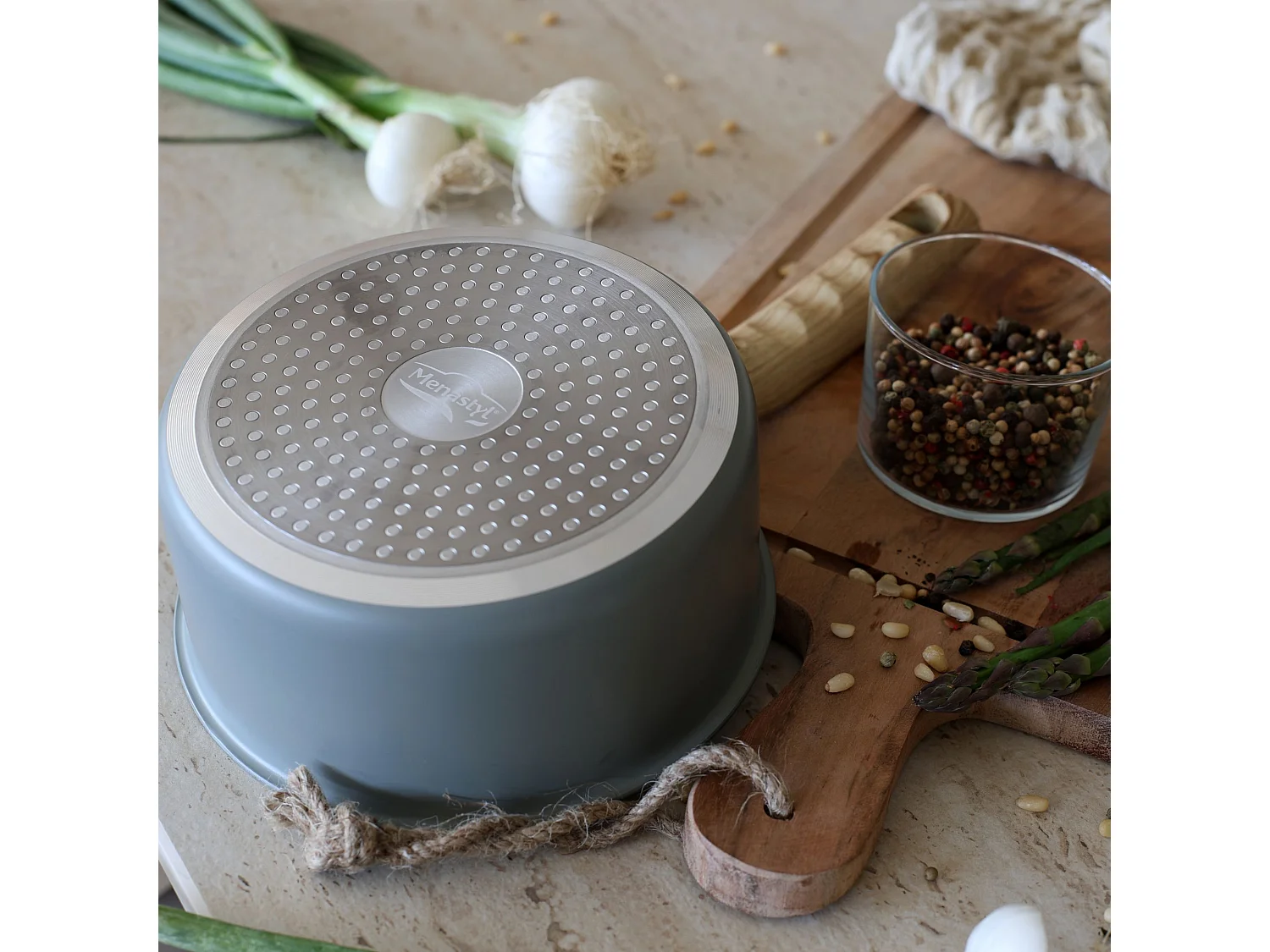 Menastyl - Lot 3 Casseroles Easynox 16/18/20cm En Acier Inox Et Aluminium Brume