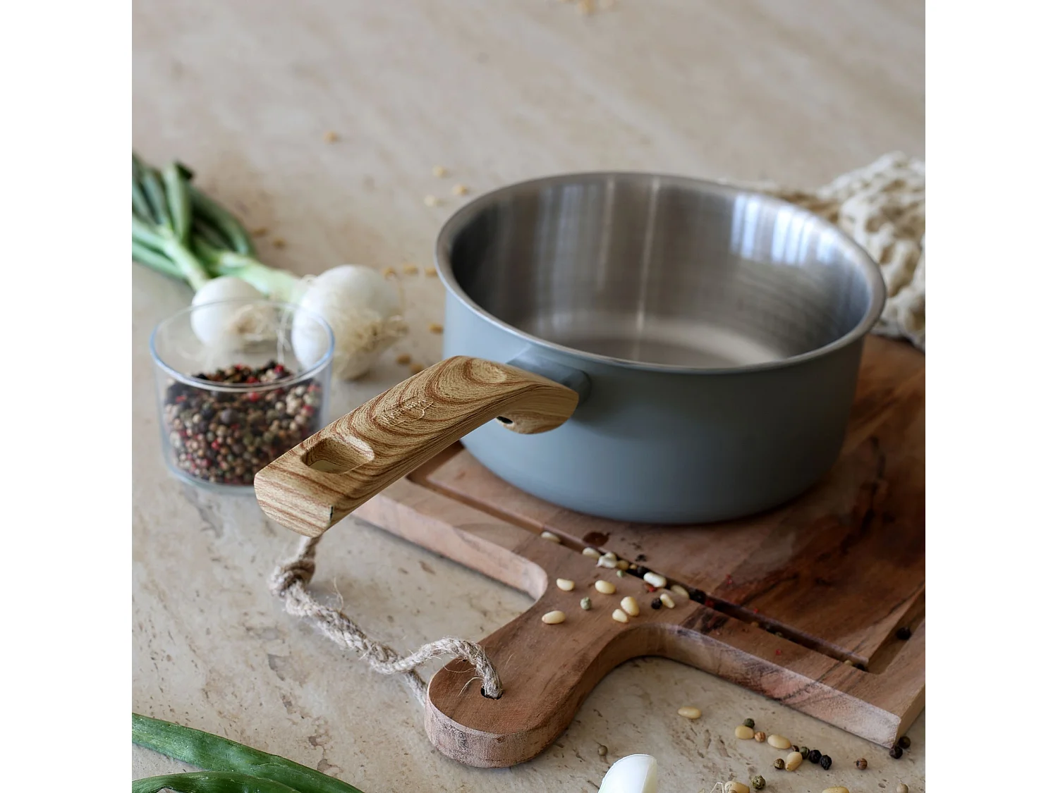 Menastyl - Lot 3 Casseroles Easynox 16/18/20cm En Acier Inox Et Aluminium Brume