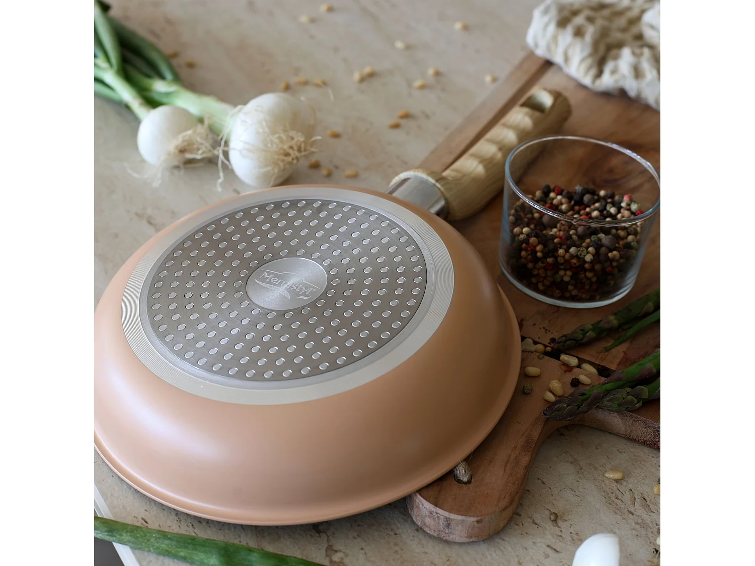 Menastyl - Lot 3 Poeles Easynox 20/24/28cm En Acier Inox Et Aluminium Corail