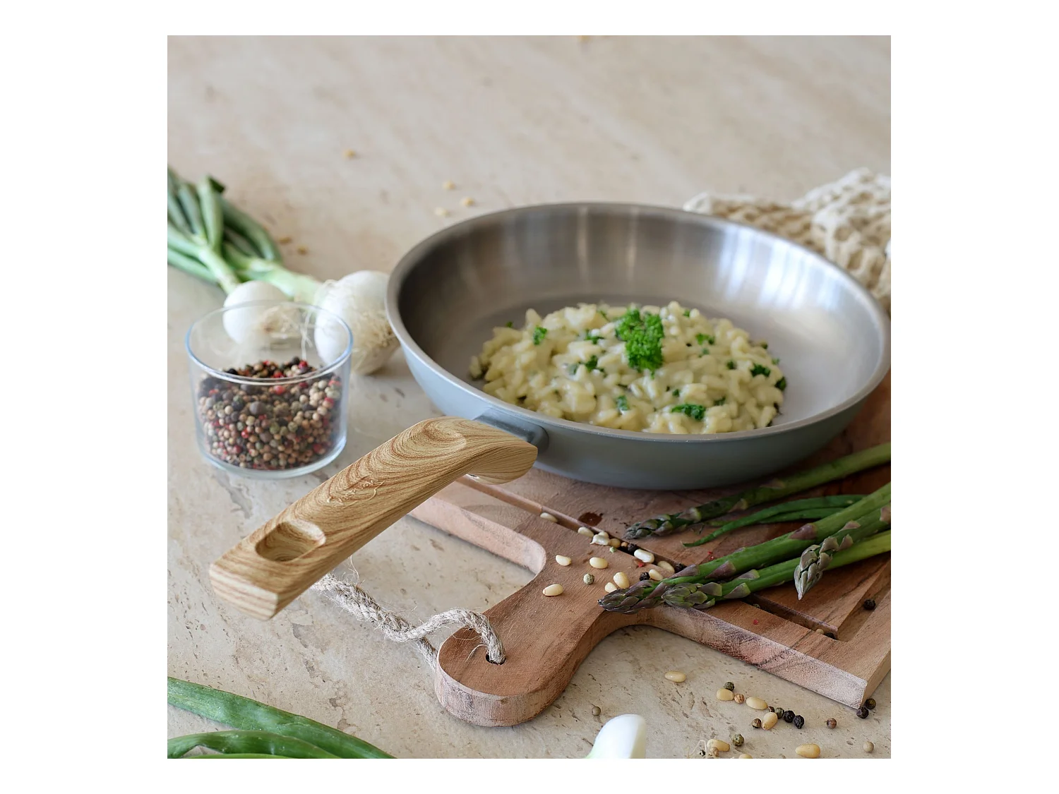 Menastyl - Lot 3 Poeles Easynox 20/24/28cm En Acier Inox Et Aluminium Brume