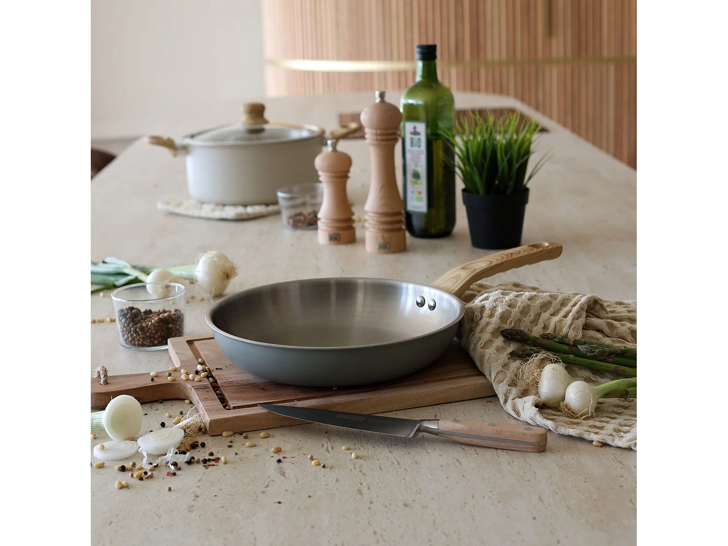 Menastyl - Lot 3 Poeles Easynox 20/24/28cm En Acier Inox Et Aluminium Brume