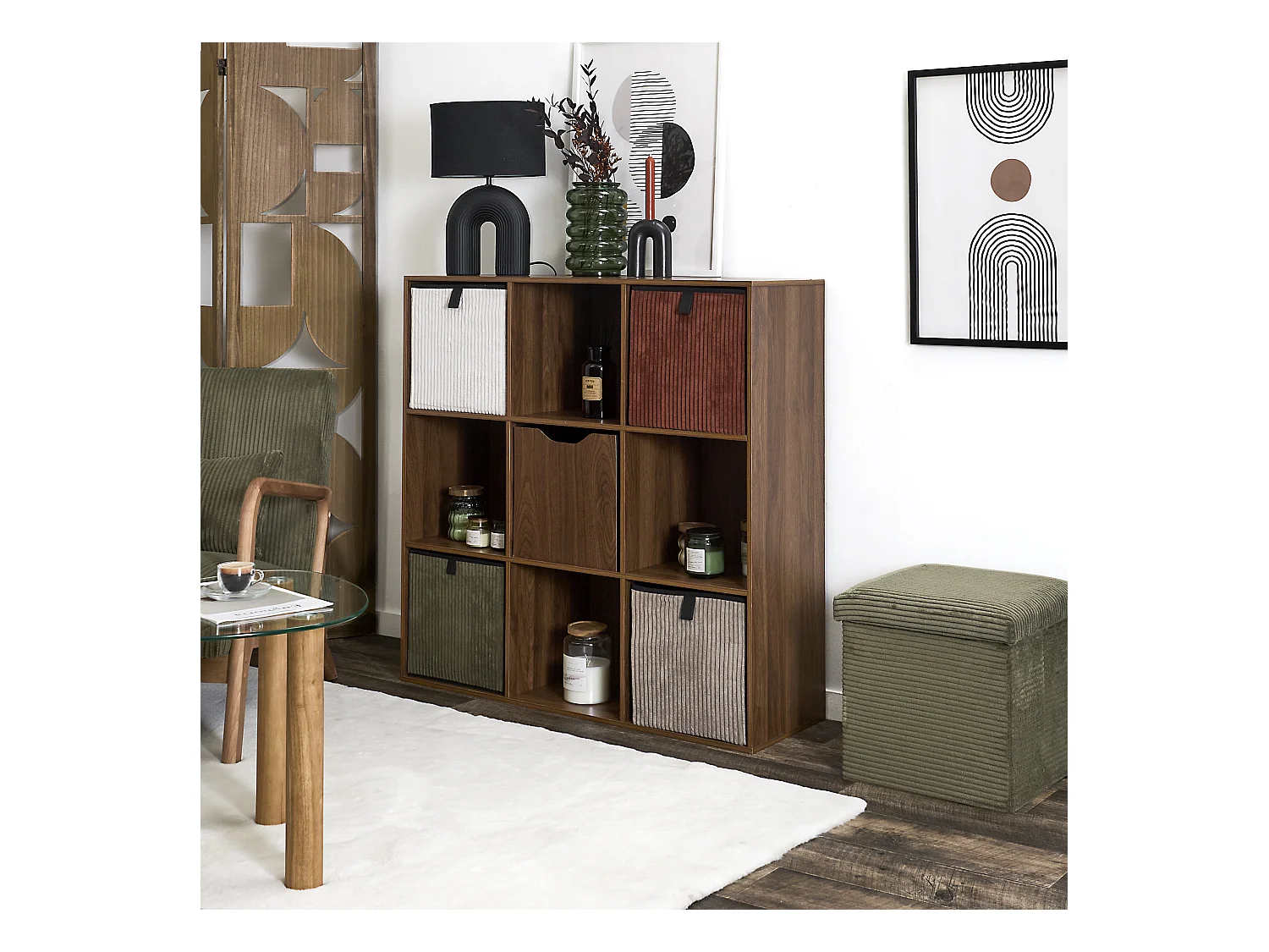 Rangement Modulable 9 Cases Tiffany Marron