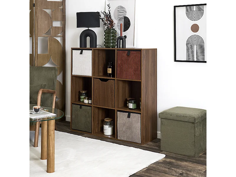 Rangement Modulable 9 Cases Tiffany Marron