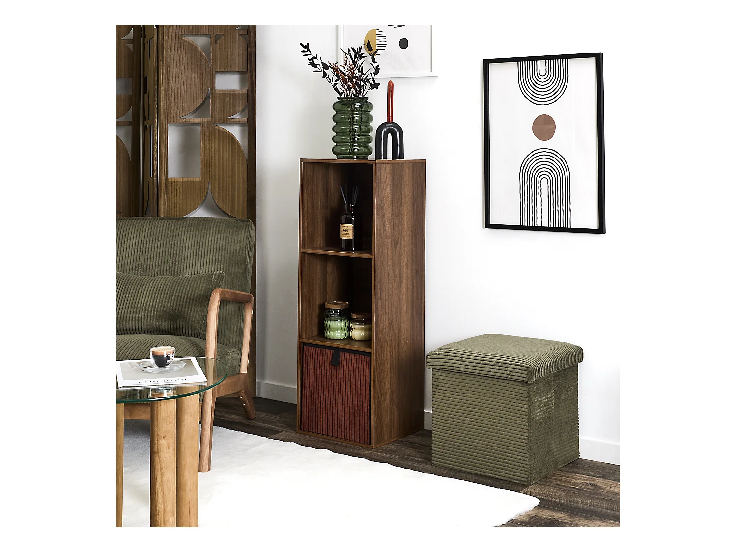 Rangement Modulable 3 Cases Tiffany Marron